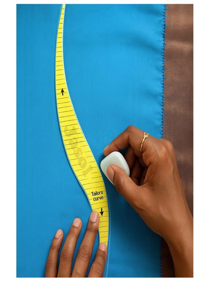 Jasol Sewing Loop Turner with Armhole Scale Ruler Set, Metal Hook with Latch, Yellow Pattern Template, Professional Drafting Tool - Image 4